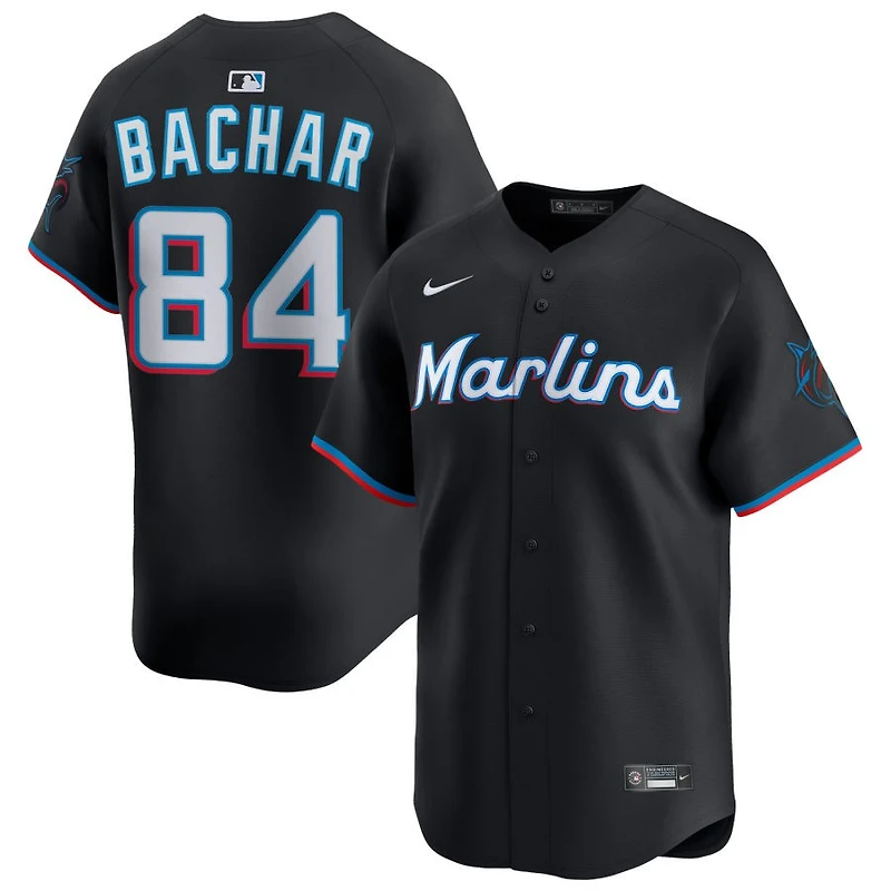 Lake Bachar Men's Nike Black Miami Marlins Alternate Limited Custom Jersey