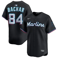Lake Bachar Men's Nike Black Miami Marlins Alternate Limited Custom Jersey