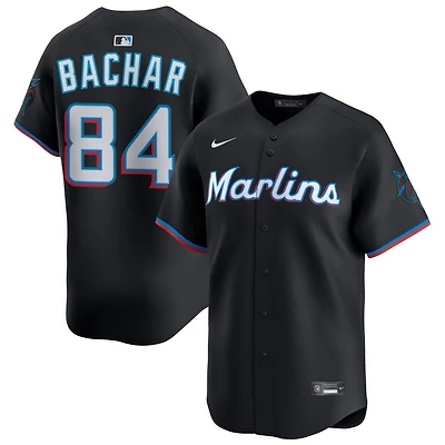 Lake Bachar Men's Nike Black Miami Marlins Alternate Limited Custom Jersey