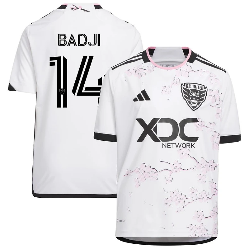 Dominique Badji Youth adidas White D.C. United 2023 The Cherry Blossom Kit Replica Custom Jersey