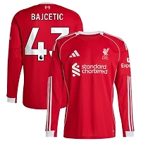 Stefan Bajcetic Men's adidas  Red Liverpool 2025/26 Home Custom Replica Long Sleeve Jersey
