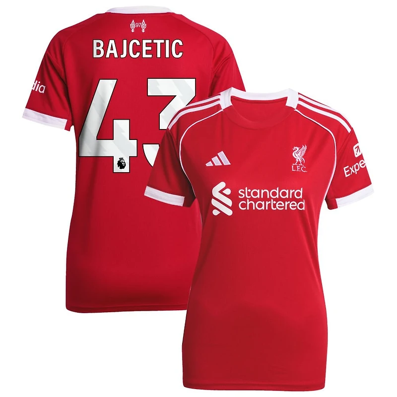 Stefan Bajcetic Women's adidas  Red Liverpool 2025/26 Home Custom Replica Jersey