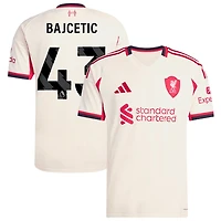 Stefan Bajcetic Men's adidas  White Liverpool 2025/26 Away Replica Custom Jersey