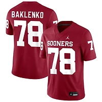 Luke Baklenko Men's Jordan Brand Crimson Oklahoma Sooners NIL Pick-A-Player Football Replica Jersey