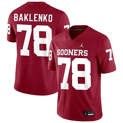 Luke Baklenko Men's Jordan Brand Crimson Oklahoma Sooners NIL Pick-A-Player Football Replica Jersey