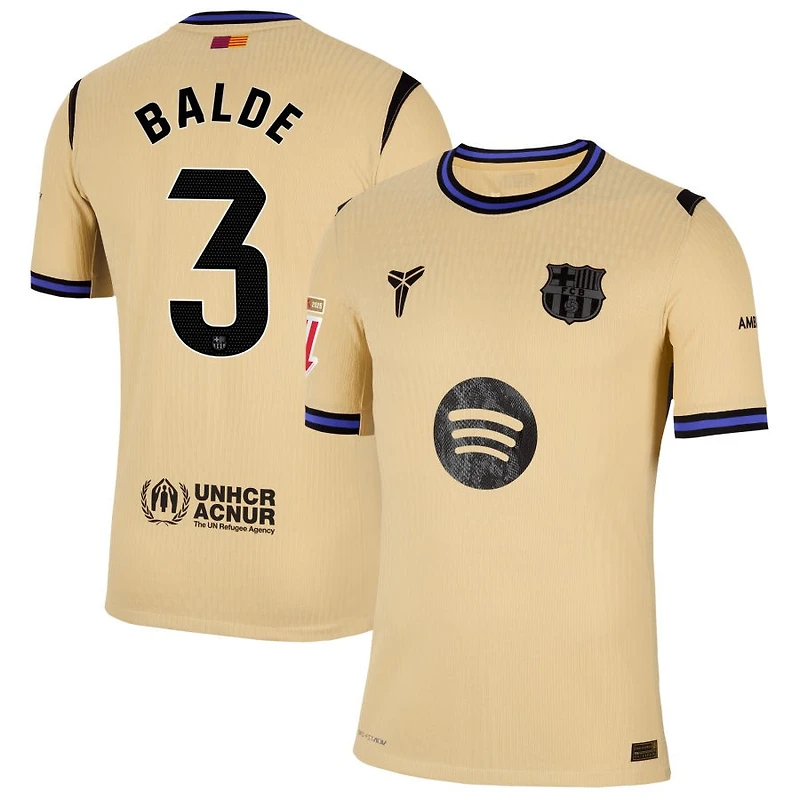 Alejandro Balde Men's Nike Gold Barcelona 2025/26 Away Match Authentic Custom Jersey