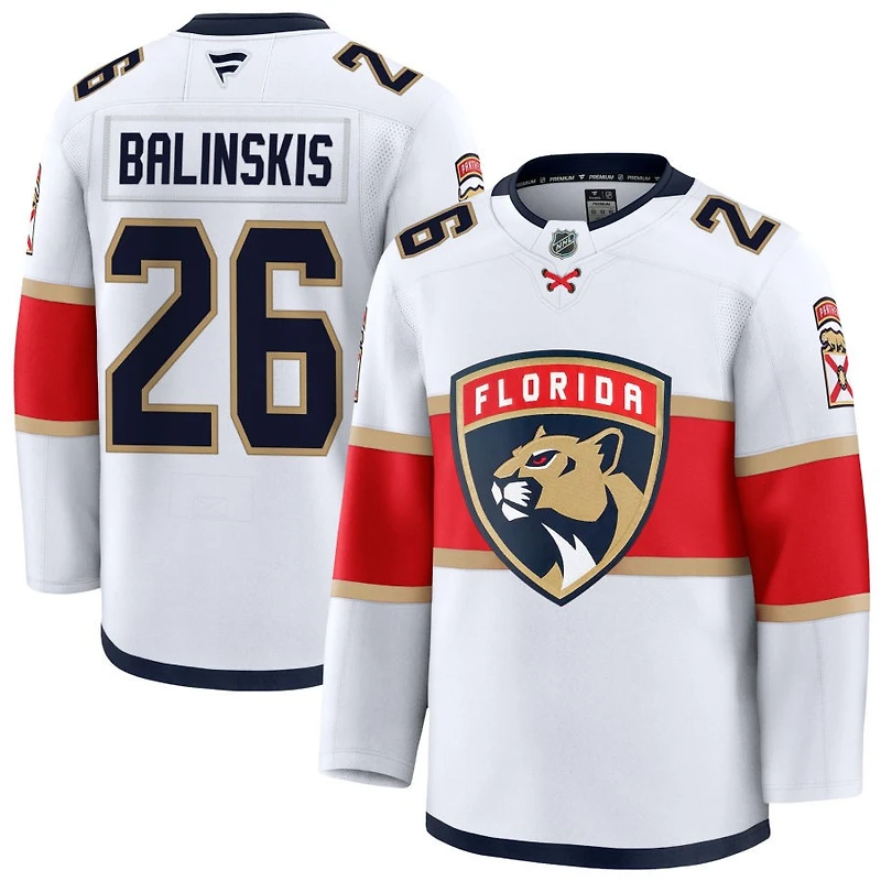 Uvis Balinskis Men's Fanatics White Florida Panthers Away Premium Custom Jersey
