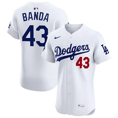 Anthony Banda Men's Nike White Los Angeles Dodgers Home Elite Sponsor Patch Custom Jersey