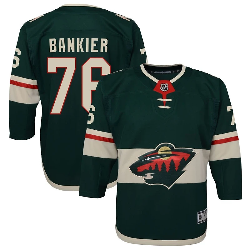 Caedan Bankier Youth Green Minnesota Wild Home Premier Custom Jersey
