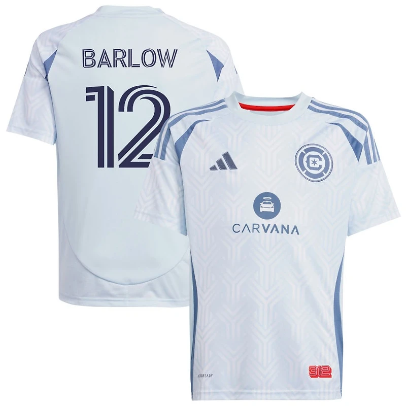 Tom Barlow Youth adidas  Light Blue Chicago Fire 2025 The Municipal Kit Replica Custom Jersey