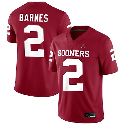 Jovantae Barnes Men's Jordan Brand Crimson Oklahoma Sooners NIL Pick-A-Player Football Replica Jersey