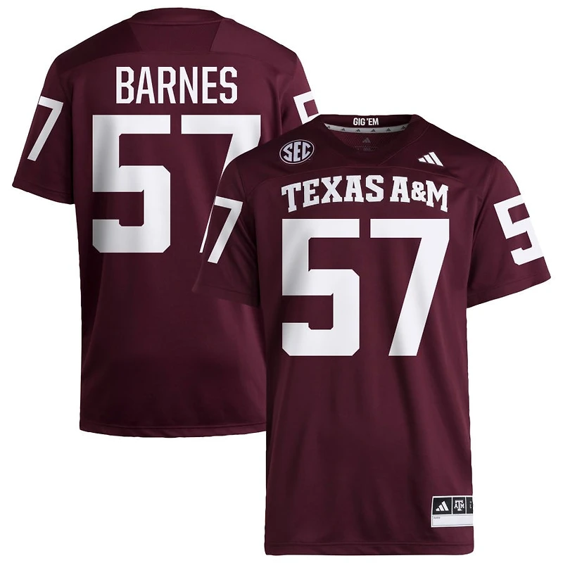 Bryce Barnes Men's adidas  Maroon Texas A&M Aggies NIL Pick-A-Player Home Premier Football Jersey