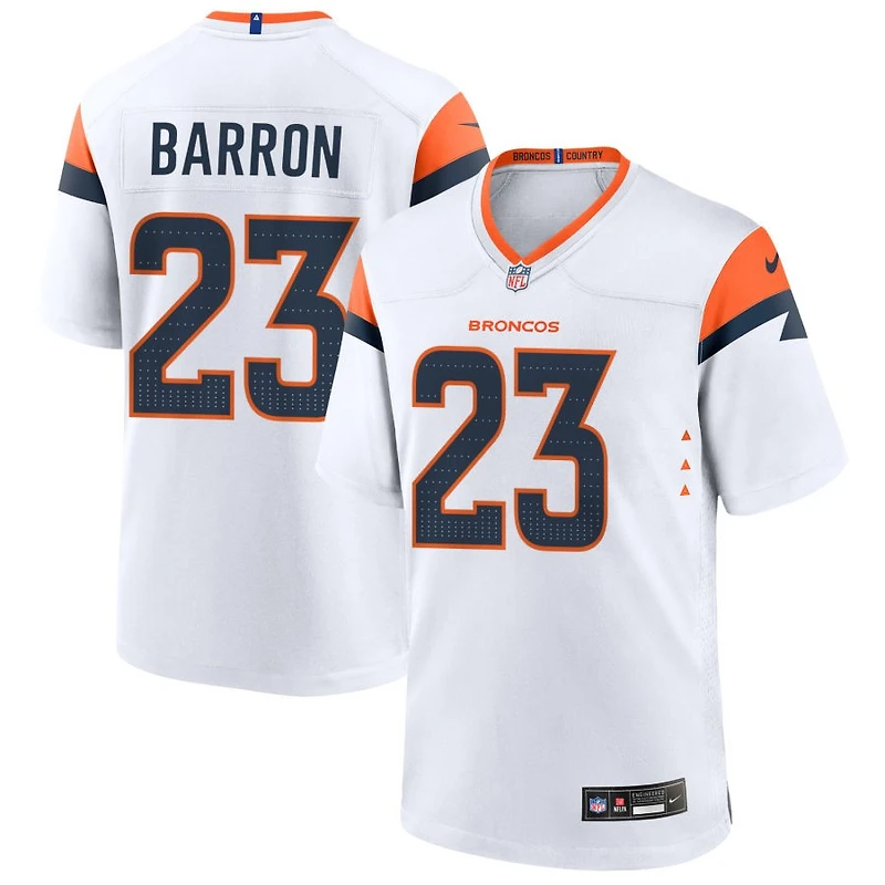 Jahdae Barron Men's Nike White Denver Broncos Custom Game Jersey