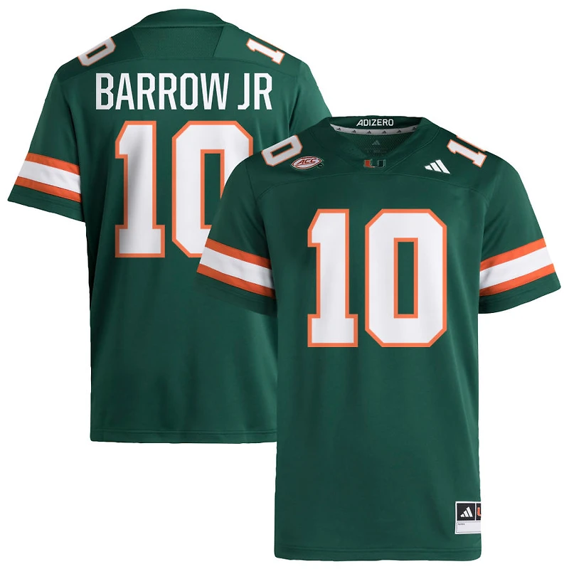 Simeon Barrow Jr Men's adidas  Green Miami Hurricanes NIL Pick-A-Player Alternate Premier Football Jersey