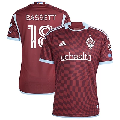 Sam Bassett Men's adidas Burgundy Colorado Rapids 2024 One Flag Kit Authentic Custom Jersey