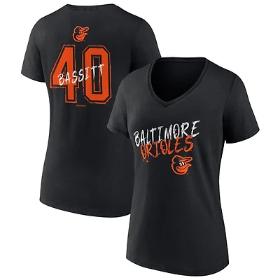 Women's Black Baltimore Orioles Hustle Personalized Name & Number V-Neck T-Shirt