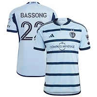 Zorhan Bassong Men's adidas Light Blue Sporting Kansas City 2023 Hoops 4.0 Authentic Custom Jersey