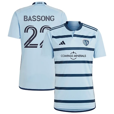 Zorhan Bassong Men's adidas Light Blue Sporting Kansas City 2023 Hoops 4.0 Replica Custom Jersey