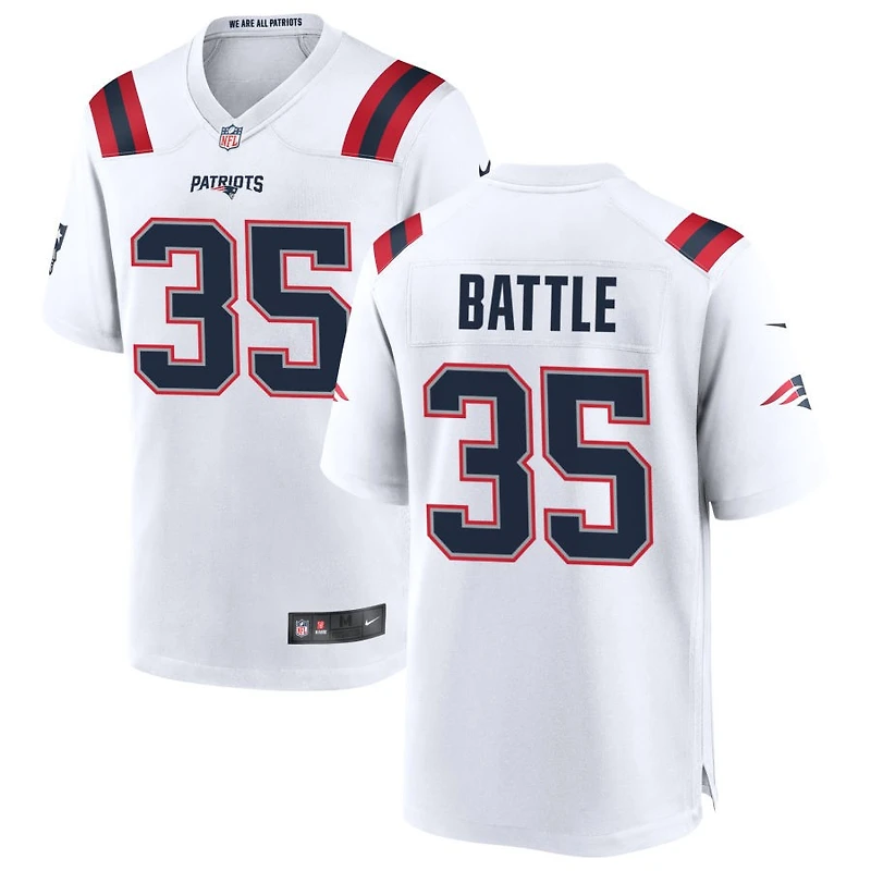 Miles Battle Men's Nike White New England Patriots Custom Game Jersey