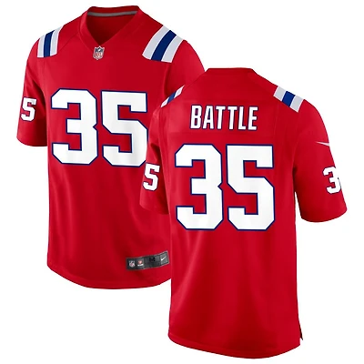 Miles Battle Men's Nike Red New England Patriots Alternate Custom Jersey
