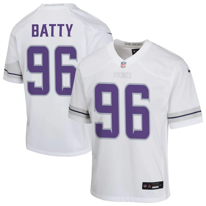 Tyler Batty Youth Nike White Minnesota Vikings Alternate Custom Game Jersey