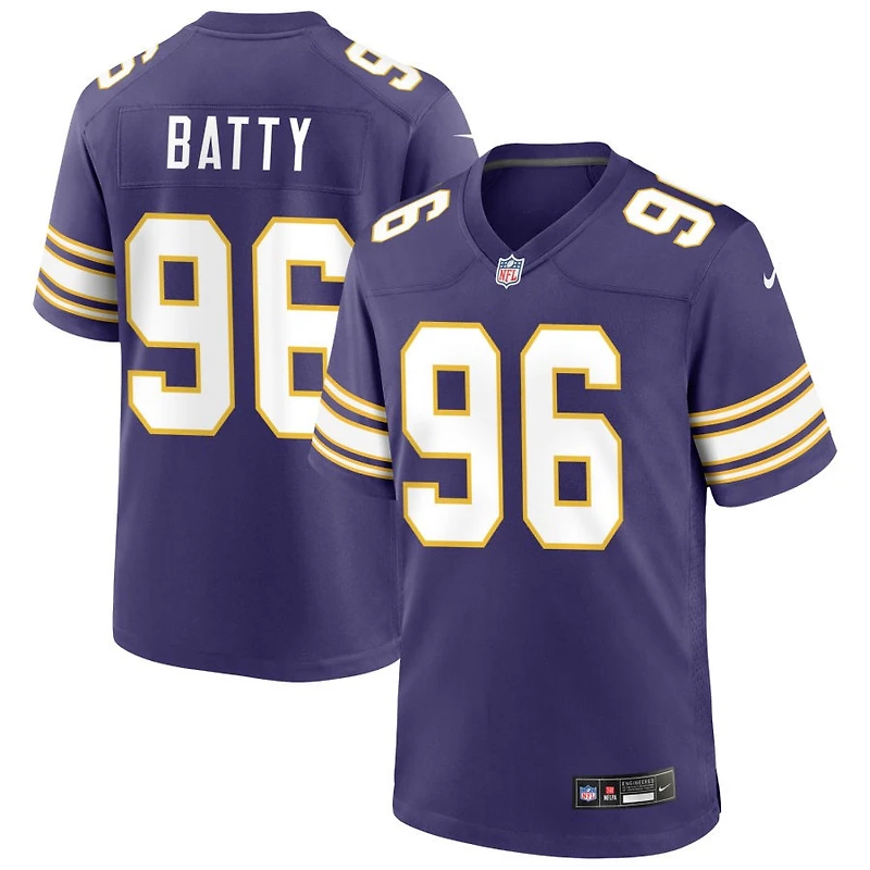 Tyler Batty Men's Nike Purple Minnesota Vikings Classic Custom Game Jersey