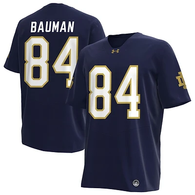 Kevin Bauman Men's Under Armour Navy Notre Dame Fighting Irish NIL Pick-A-Player Replica Football Jersey