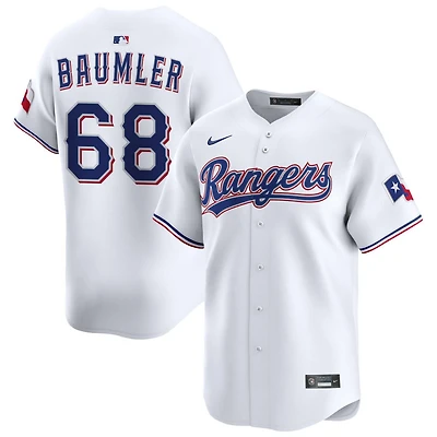 Carter Baumler Men's Nike White Texas Rangers Home Limited Custom Jersey