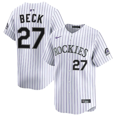 Jordan Beck Men's Nike White Colorado Rockies Home Limited Custom Jersey