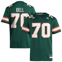Markel Bell Men's adidas  Green Miami Hurricanes NIL Pick-A-Player Alternate Premier Football Jersey