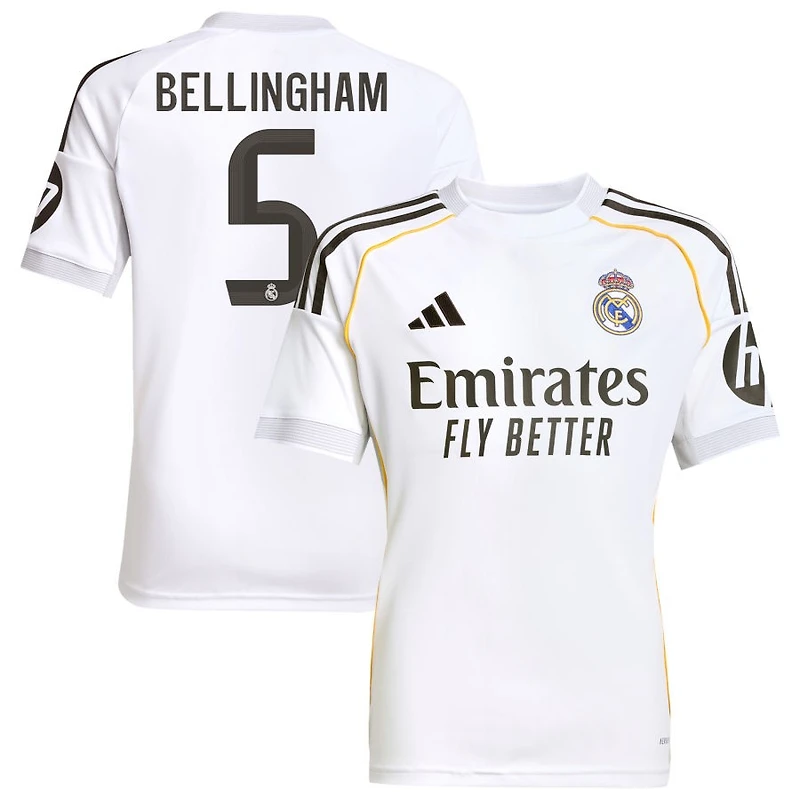 Jude Bellingham Youth adidas White Real Madrid 2025/26 Home Replica Custom Jersey