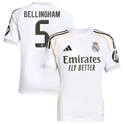 Jude Bellingham Youth adidas White Real Madrid 2025/26 Home Replica Custom Jersey