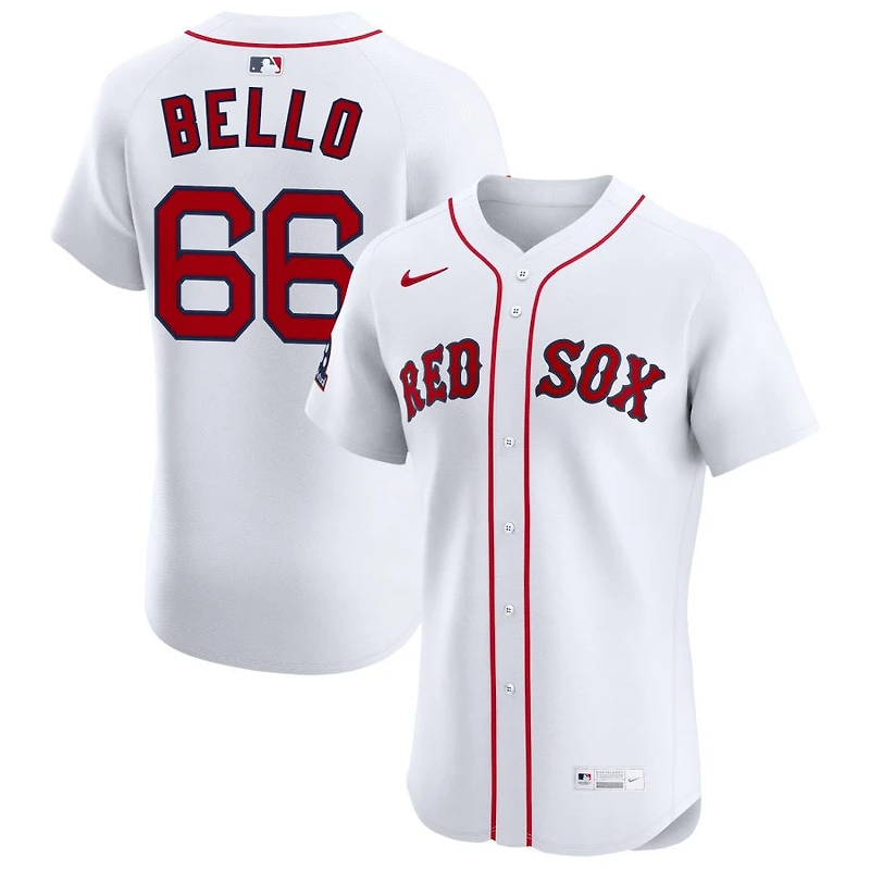 Brayan Bello Men's Nike White Boston Red Sox Home Elite Sponsor Patch Custom Jersey