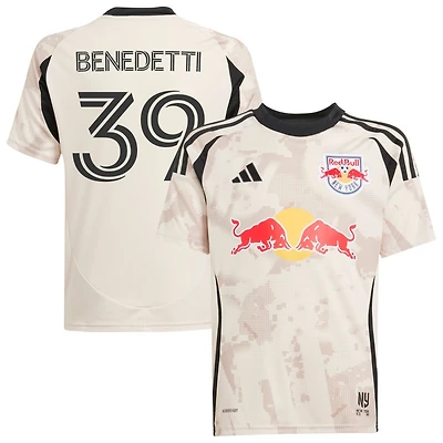 Nehuen Benedetti Youth adidas  Tan New York Red Bulls 2025 Stone Kit Replica Custom Jersey
