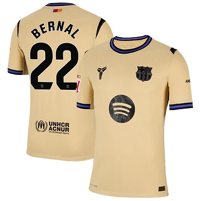 Marc Bernal Men's Nike  Gold Barcelona 2025/26 Away Match Authentic Custom Jersey