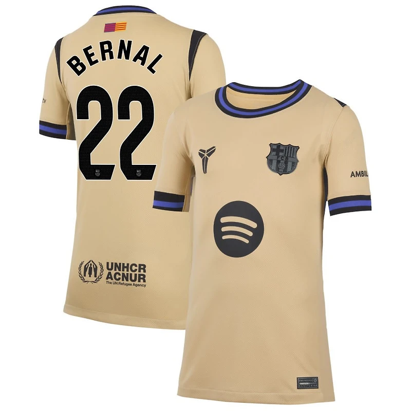 Marc Bernal Youth Nike  Gold Barcelona 2025/26 Away Stadium Replica Custom Jersey