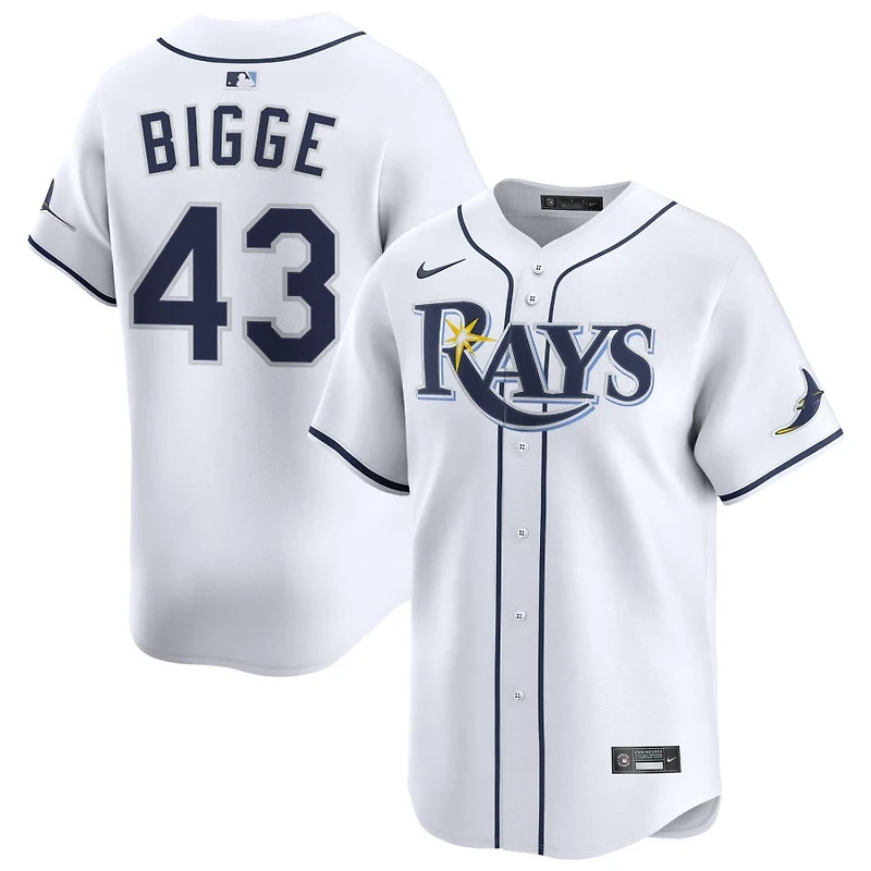Hunter Bigge Youth Nike White Tampa Bay Rays Home Limited Custom Jersey
