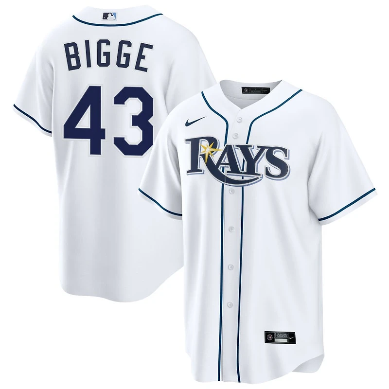 Hunter Bigge Men's Nike  White Tampa Bay Rays Home Custom Replica Jersey