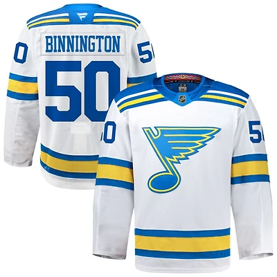 Jordan Binnington Men's Fanatics White St. Louis Blues Away Authentic Pro Custom Jersey