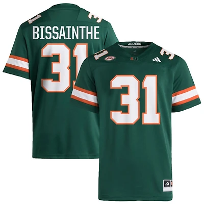 Wesley Bissainthe Men's adidas  Green Miami Hurricanes NIL Pick-A-Player Alternate Premier Football Jersey