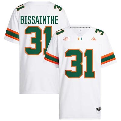 Wesley Bissainthe Men's adidas  White Miami Hurricanes NIL Pick-A-Player White Premier Football Jersey