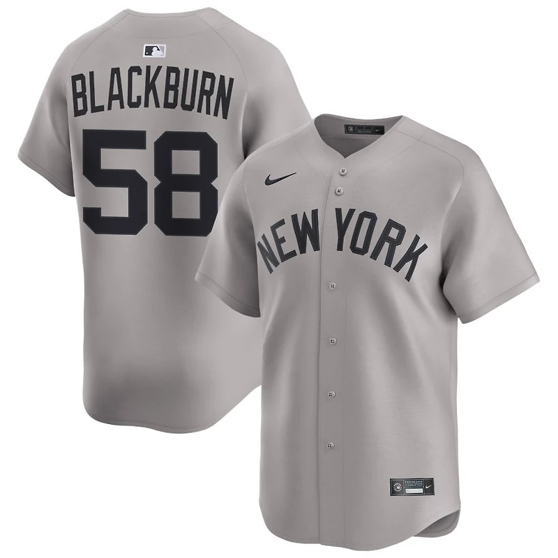 Paul Blackburn Men's Nike Gray New York Yankees Away Limited Custom Jersey