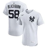 Paul Blackburn Men's Nike White New York Yankees Home Elite Sponsor Patch Custom Jersey