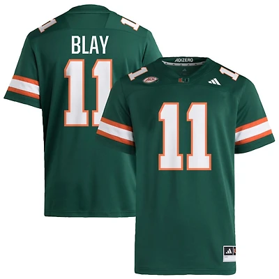 David Blay Men's adidas  Green Miami Hurricanes NIL Pick-A-Player Alternate Premier Football Jersey