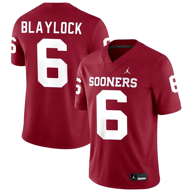 Tory Blaylock Men's Jordan Brand Crimson Oklahoma Sooners NIL Pick-A-Player Football Replica Jersey