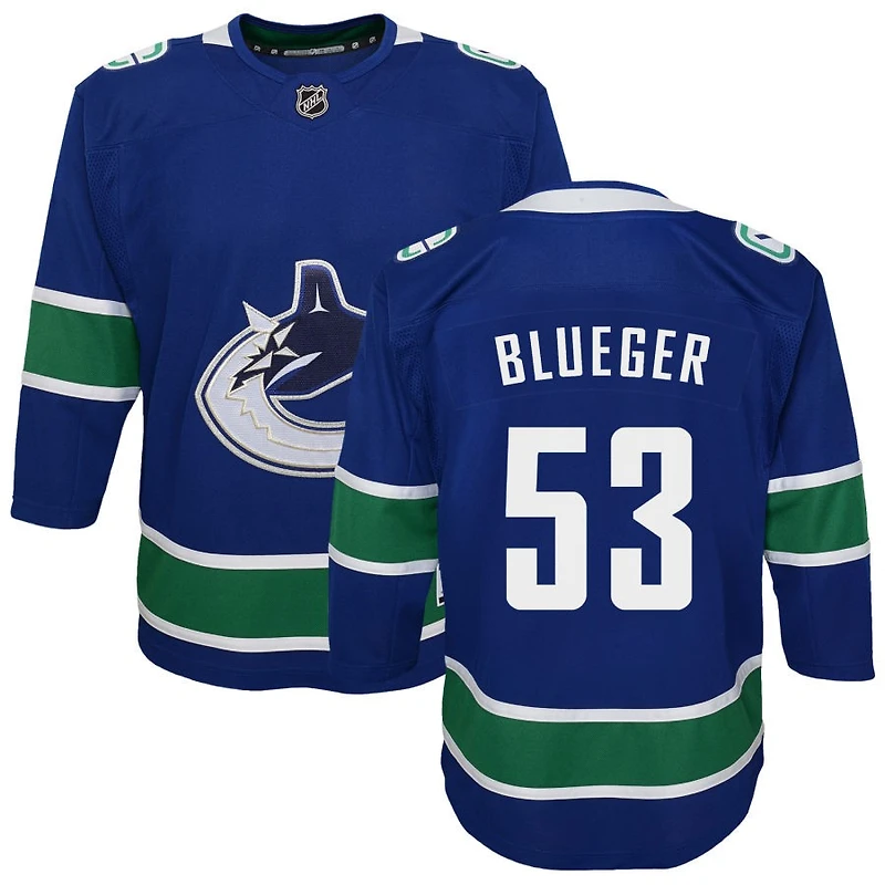 Teddy Blueger Youth Blue Vancouver Canucks Premier Custom Jersey