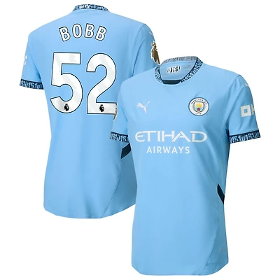 Oscar Bobb Men's Puma Light Blue Manchester City 2024/25 Home Authentic Custom Jersey