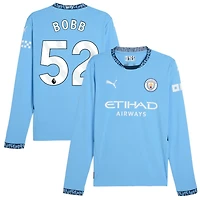 Oscar Bobb Men's Puma Light Blue Manchester City 2024/25 Home Replica Long Sleeve Custom Jersey