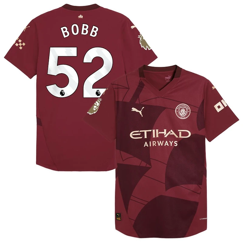 Oscar Bobb Men's Puma  Burgundy Manchester City 2024/25 Third Authentic Custom Jersey