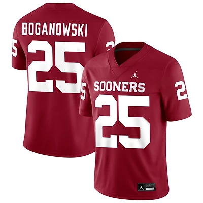 Michael Boganowski Men's Jordan Brand Crimson Oklahoma Sooners NIL Pick-A-Player Football Replica Jersey